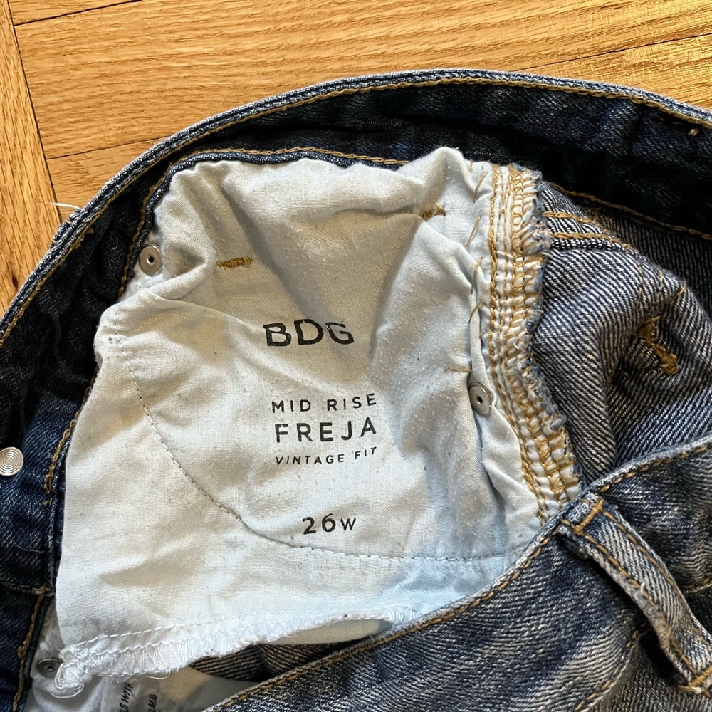 BDG Blue Distressed Jean Shorts with Studs - Picture 6 of 6